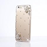 iPod Touch (6th Generation) Case, Sense-TE Luxurious Crystal 3D Handmade Sparkle Glitter Diamond Rhinestone Clear Cover with Retro Bowknot Anti Dust Plug - Flowers