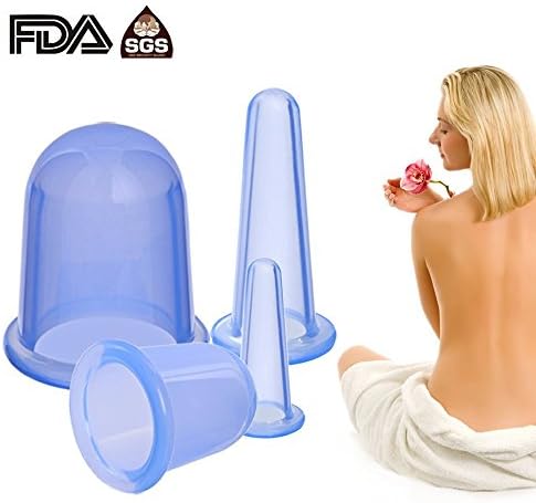 Cupping Therapy Set - 4Pcs Silicone Anti Cellulite Facial and Body Massage Cupping Cups for Body Detoxification, Joint and Muscle Soreness Relief, Cellulite Treatment, Pain Relief