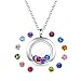 EVERLEAD Locket Necklace, DIY Floating Round Locket Pendant, Living Floating Memory Necklace for Women Friendship Necklace Memory Nostalgic