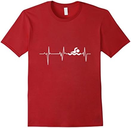 Mens Heartbeat Swimming T-Shirt Funny swimming shirt XL Cranberry