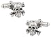 Gothic Skull and Crossbone Cufflinks - Unique 3D Skeleton Cuff-links for Men, Cool Shirt Studs Button Gift for Wedding Grooms Groomsmen - Silver Pirate & Punk Cuff links Mens for Halloween Party