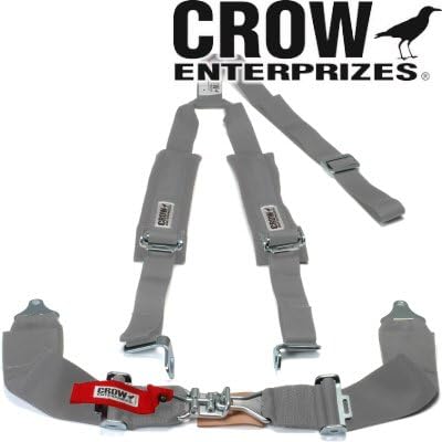 Crow Enterprizes Quick Release Grey Seat Belt 3 Inch Lap 2 Inch Padded Shoulders 3 Point Y-Type