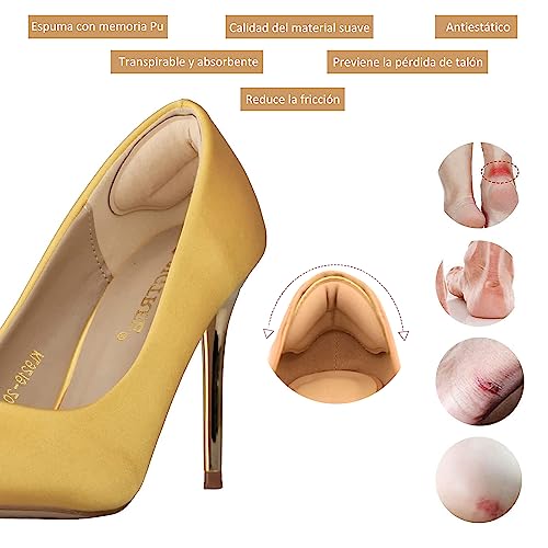 Almohadillas de Talón, Protectores de Talón, Adhesivas, Cómodas, Suaves, Zapatos, 4 Pares, Reutilizable