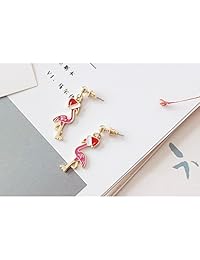 Pendientes chapados en oro rosa con diseño de flamenco y forma de pájaro, cobre, US_JWEY_B076G4TPFW