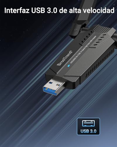 BrosTrend Wi-Fi 6E Adaptador WiFi Linux AXE3000, Adaptador WiFi USB para PC Linux Tri-Banda 6GHz y 5GHz y 2.4GHz, Wi-Fi USB 3.0 Plug and Play para Ubuntu, Mint, Fedora, openSUSE, Fedora, Debian etc.