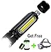 Odistar USB Rechargeable Tactical Flashlight Built-in COB Side Light and Magnet(18650 Battery Included).Get free camping lights and head lamp