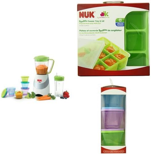 NUK Smoothie and Baby Food Maker with Homemade Baby Food Flexible Freezer Tray and Lid Set and Stack & Store Cups