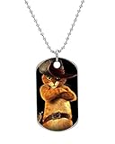 Puss in Boots Custom Dog Tag with Neck Chain, Aluminum Oval Dog Tag Necklace Design by Vingoo