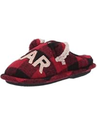Dearfoams Baby Lil Bear Clog Slipper, Buffalo Plaid, 5-6 Toddler Regular US Toddler