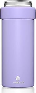 JIVILILM Vacuum Insulated Can Cooler for 12 OZ Slim Cans, Double walled Stainless Steel Beer/Soda/Beverage/Energy Drinks Skinny Cans Keeper (Lilac)