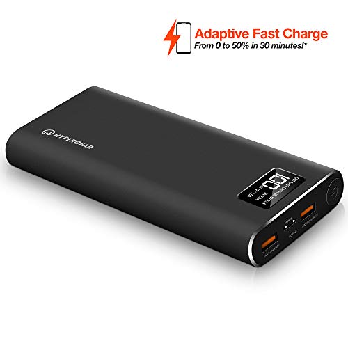 HyperGear 26800 Dual Input QC-3.0 USB + 1X USB-C Portable Charger External Battery with Double-Speed Recharging, 2 USB Ports for iPhone, iPad, Samsung Galaxy, Android and Other Smart Devices