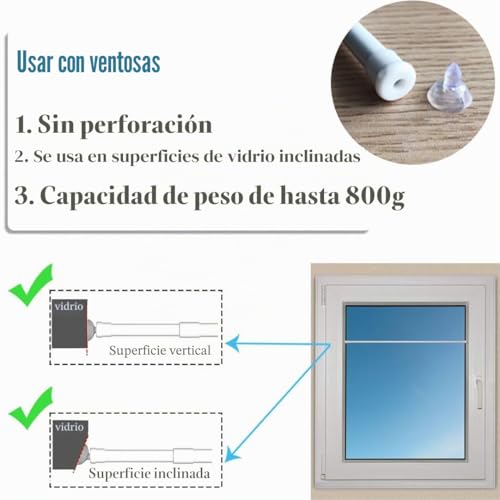 2 x Small Extendable Tensioner Rods Tensioner No Drilling for Curtains Kitchen Wardrobe DIY (30-45cm, Φ10mm)