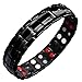 Double Strength Titanium Magnetic Therapy Bracelet Dual Row 6 Bio Elements Energy Balance for Mens Arthritis Relief Pain Carpal Tunnel + Hematite Pendant Necklace