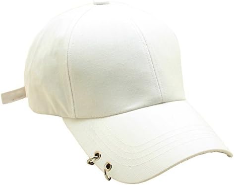 Unisex Daily Style Baseball Caps Ring Stud Piercing Design Curved Brim Hat (White)