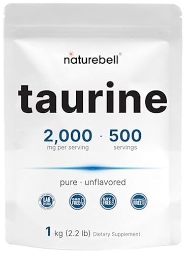 NatureBell Pure Taurine Powder, 2.2LBS(1KG), 2000mg Per Serving| L
