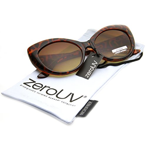 zeroUV - Oversized Vintage Inspired Super & Bold Retro Designer Cat Eye Sunglasses (Tortoise Shell)