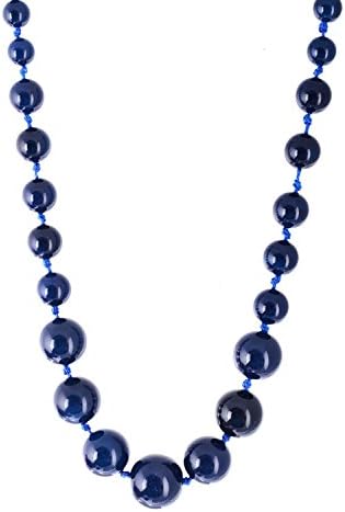 Dark Blue Colored Original Agate Semi Precious Gemstone Beads Graduation Necklace for Women and Girls