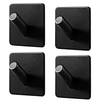 Bluelark Wall Hooks, 18/8 Stainless Steel Black Plating Self Adhesive Hook Heavy Duty Metal Hangers for Hanging Towel, Robe, Coat, Keys - 4 Pack