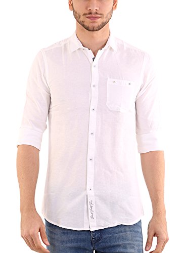 shade 45 men's premium designed cotton full sleeve slim fit white color plain shirt(shd45-00040)