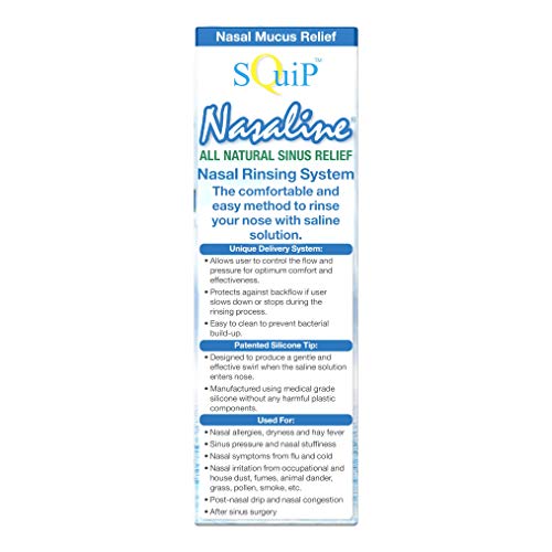 Squip Nasaline Nasal Rinsing Kit with 50 Premixed Saline Packets, One Color