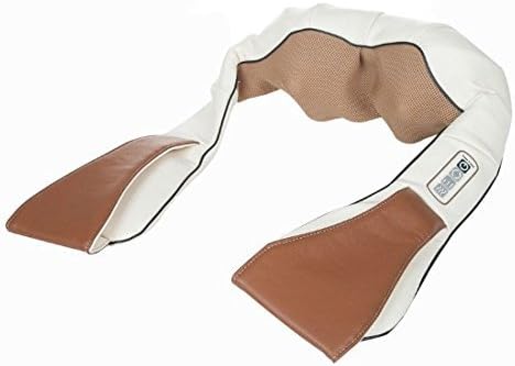 Shiatsu Kneading Shoulder and Back Massager - Angel Touch - 4 Button Operation for Neck, Back, Feet - Top Quality Massage Pillow Belt for Stress Free In Home Relaxation and Injury Relief (Beige)