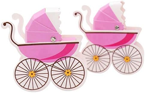 MEIZOKEN 50pcs Paper Candy Box Stroller Shape Baby Shower boy Girl Kids Favor Birthday Party Wedding Gifts Christening Supplies Pink Blue