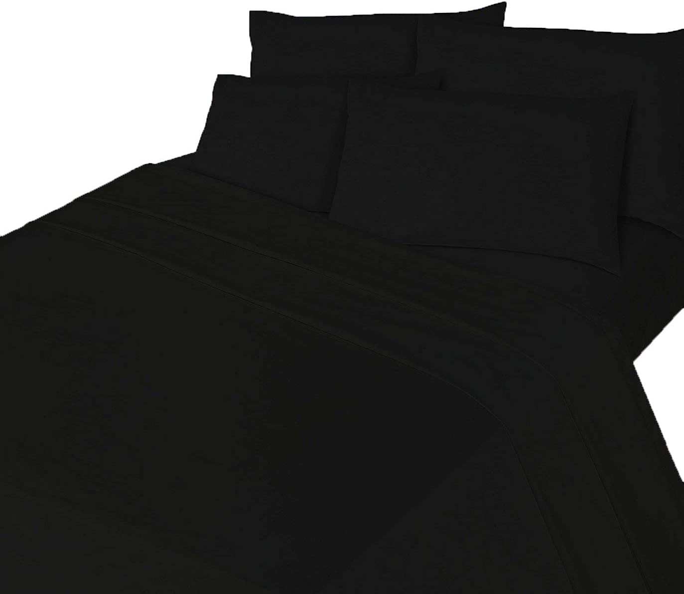 Luxurious Flannelette Bed Sheet Set 100% Brushed Cotton Includes Fitted Sheet, Flat Sheet and 1 x Matching Pillowcase Bed Sheet Set Black Single