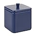 mDesign Small Metal Square Bathroom Apothecary Storage Organizer Canister Jars with Lid - Organization Holders for Vanity, Makeup Tables - Unity Collection - Navy Blue