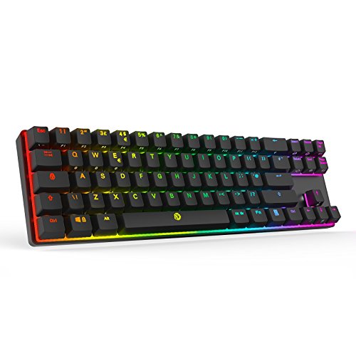 DREVO Calibur 72 clave de juego mecánico teclado RGB LED retroiluminada Tenkeyless inalámbrico Bluetooth 4.0 -UK Layout (Switch Negro, Negro)