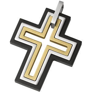 Stainless Steel Black Open Cross Pendant. 