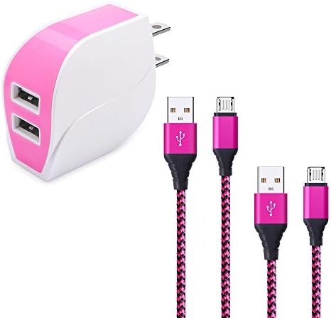 Wall Charger,Kakaly 2.1A 2-Port USB Travel Power Adapter Fast Charging Plug with 6ft 3ft Braided Nylon Micro USB Quick Charging Cord for Samsung Galaxy S7 Edge S6,Grand Prime,Note 4 5,A7 A9,Tab Pro S2