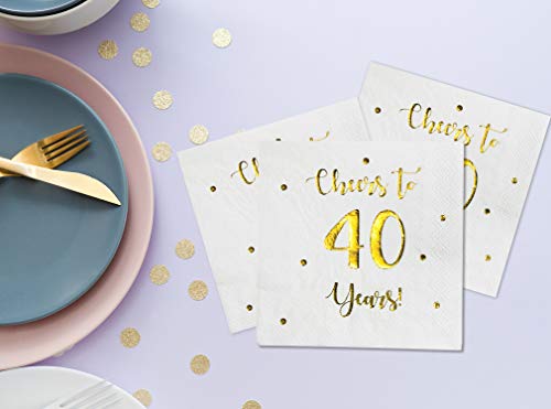 Cheers-to-40-Years-Cocktail-Napkins-Happy-40th-Birthday-Decorations-for-Men-and-Women-and-Wedding-Anniversary-Party-Decorations-50-Pack-3-Ply-Napkins-5-x-5-inch-folded-White