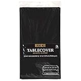 Reusable Plain Rectangular Table Cover Party Tableware, Jet Black, Plastic, 54