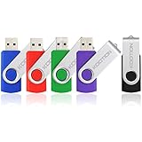 Kootion 5 X 16 GB USB Flash Drive 16 gb Thumb Drive Memory Stick Swivel Keychain Design Mixcolor