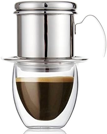 Coffee Maker Pot, Stainless Steel Vietnamese Coffee Drip Filter Maker Single Cup Coffee Drip Brewer Portable for Home Kitchen Office Outdoor Use