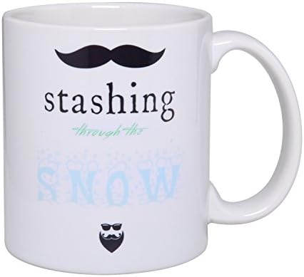 RitzPix Holiday Mug - Unique 11oz. Ceramic Gift Mug With Funny Christmas Saying - Stashing Through The Snow