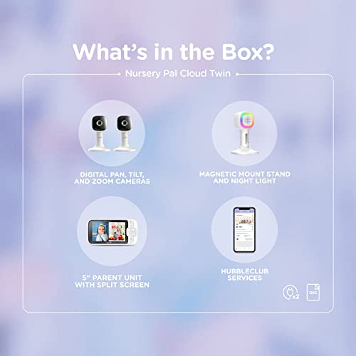 Hubble Connected Nursery Pal Cloud Twin Smart Connected, WiFi Enabled