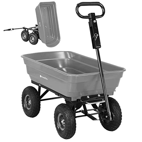 Miweba Bollerwagen Dumper | 𝟑𝟎𝟎 kg Traglast | Luftreifen (Grau)