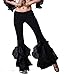 ZLTdream Women's Belly Dance Crimping Bottom Bell Pants Crystal Cotton Black