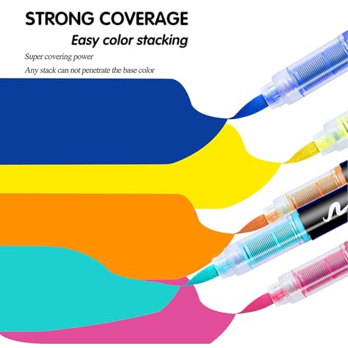 TERRIFI Acrylic Paint Pens, Soft Brush Tip Acrylic Markers, 24 Colors Ideal for Canvas, Rock Painting, Wood, Stone, Glass, Ceramic, Fabric Painting, DIY Crafts