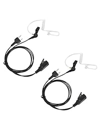 Lot 2 x Coodio vigilancia auricular auricular de seguridad Bodyguard FBI [Tubo Acústico] con micrófono para 2 pin Midland Radio de 2 Vías walkie talkie