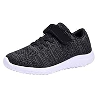 Umbale Girls Flyknit Sneakers Comfort Running Shoes(Toddler/Kids) (1 M US Little Kid, Black)