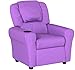 Flash Furniture Contemporary Lavender Vinyl Kids Recliner with Cup Holder and Headrest