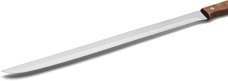 Faca de presunto arcos com lâmina de aço inoxidável 250 mm, faca afiada para corte de presunto e carne, ótimo corte preciso de presunto, cabo de madeira comprimida, série latina, cor marrom