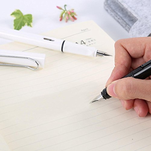 Yeefant Luxury Fountain Pen, 7 Colors Modern Classic Limited Edition Plastic Rod Extra Fine Nib 0.38mm Students Practicing Word,Executive Fountain Pens Set,Business Gift Pen,Calligraphy,White