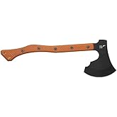 TOPS Knives HIgh Impact Axe Full Tang Axe- Black Traction Coating Finish- Brown Leather Sheath (Tan Canvas Micarta Handle)
