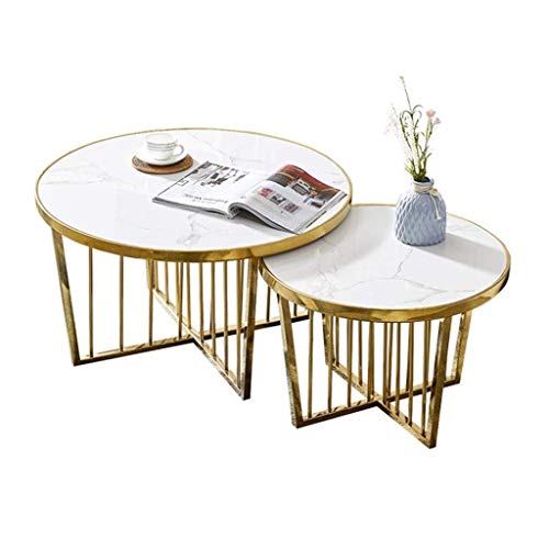 NJYT Modern Coffee Tables Storage Tables Round Tea Table Marble Side Table for Living Room Home and Office Furniture…