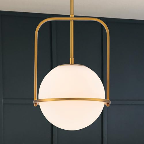 Brass Pendant Light Kitchen Island, 1-Light Modern Hanging Light Fixture, Adjus…