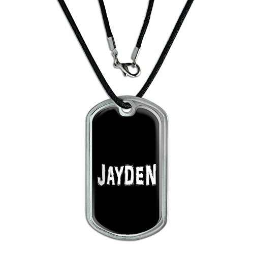 Jayden - Name Military Dog Tag Black Cord Necklace