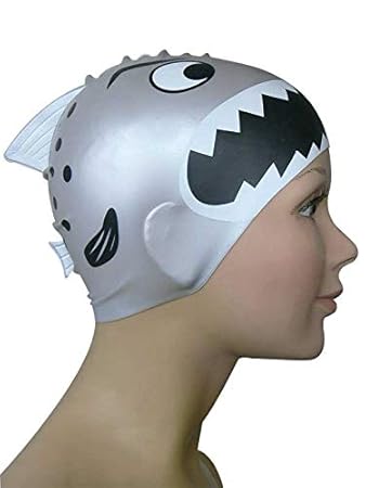 Diapolo Professionale Schwimmkappe Angry Fish Silikon Badekappe Bademütze Schwimmmütze für Damen und Herren und Mädchen und J